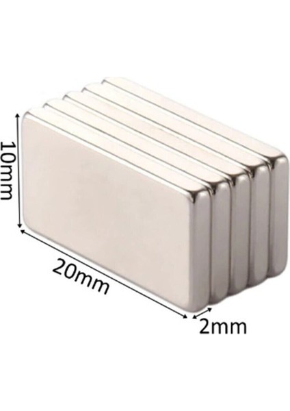 20MM x 10MM x 2mm Köşeli Güçlü N35 Neodyum Mıknatıs, 10'lu Paket