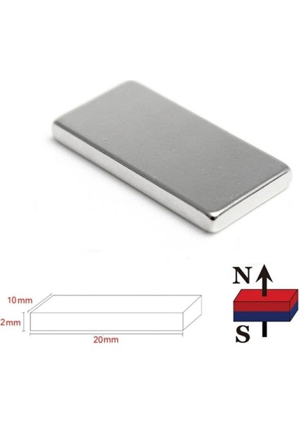 20MM x 10MM x 2mm Köşeli Güçlü N35 Neodyum Mıknatıs, 10'lu Paket fiyatları