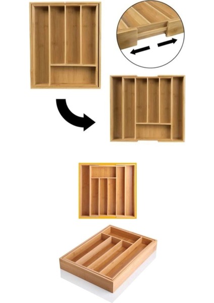 Ayarlı 5-7 Bölmeli Bambu Kaşıklık, Çekmece ve Tezgah Üstü Organizer fırsatları