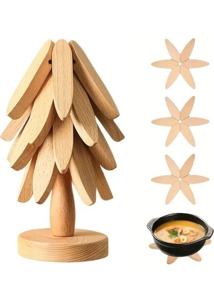 4'lü Isıya Dayanıklı Bambu Nihale Seti ve Standlı Bardak Tabağı modelleri