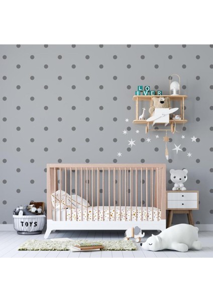 100 Adet Gri Puantiye Duvar Çıkartması, Modern ve Şık Dekorasyon Için Ideal