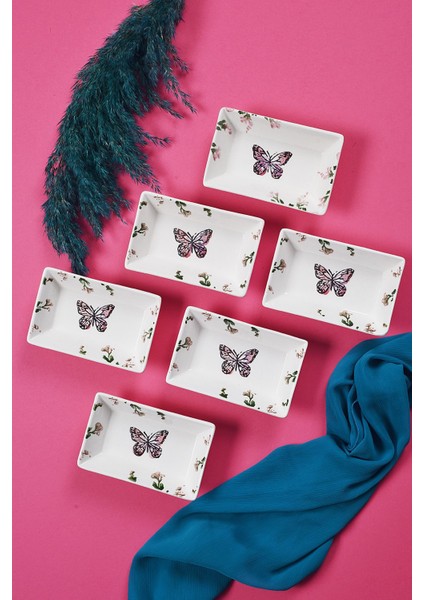 6’lı Kelebek Desenli Renkli Çerezlik ve Sunumluk Seti, Kahvaltıya Şık Dokunuş