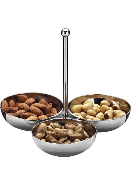 3'lü Çelik Çerezlik Seti, Şık ve Dayanıklı, Paslanmaz Çelik Tasarım