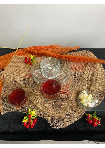 Turuncu Cam Kase Seti, Çok Amaçlı Sunum ve Çerezlik Için Ideal 6'lı Paket