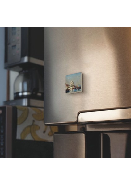 1860’LAR Tarzında Baskılı Doğal Taş Magnet, Bej Renk, Şık Ev Dekoru fiyatları