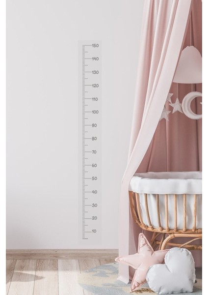 150 cm Şeffaf Duvar Ölçer Cetvel Sticker, Pratik ve Şık Dekorasyon.