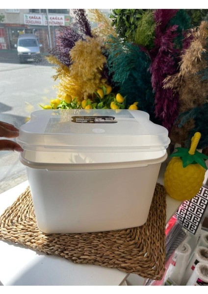 10 Litre Un ve Bakliyat Saklama Kovası, Beyaz
