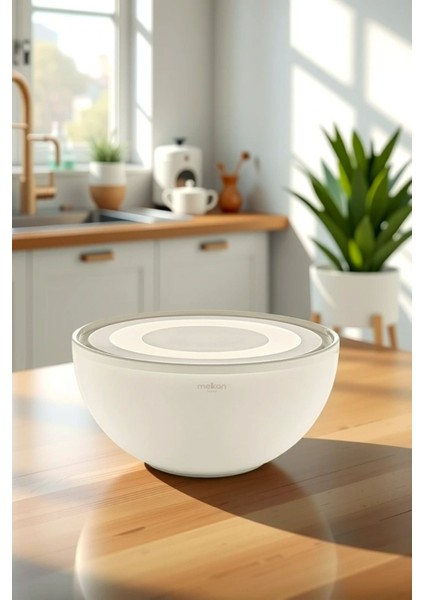 Yumuşak Kapaklı Yuvarlak Saklama Kabı, Krem Renk, 8,5 Litre