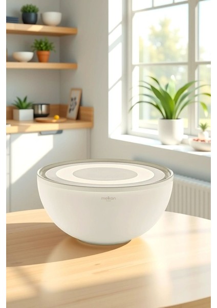 Yumuşak Kapaklı Yuvarlak Saklama Kabı, Krem Renk, 8,5 Litre modelleri