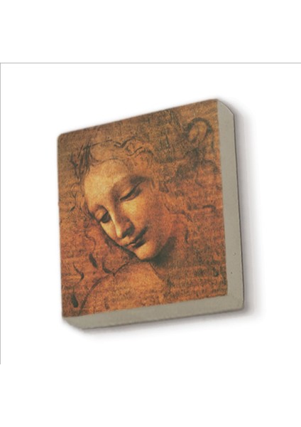 1508 Da Vinci Kadın Başı Eskizi Doğaltaş Magnet, Buzdolabı Süsü