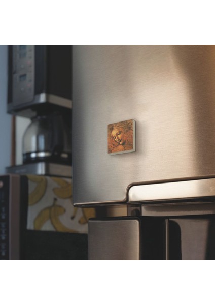 1508 Da Vinci Kadın Başı Eskizi Doğaltaş Magnet, Buzdolabı Süsü fiyatları