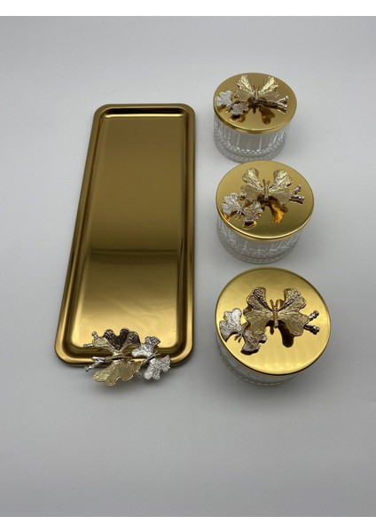 Şık 3'lü Cam Kase Seti, Kapaklı, Tepsili, Çeşitli Mutfak ve Sofra Kullanımı Için Ideal