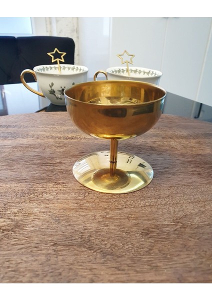 Altın Renkli Dondurma, Muhallebi ve Lokumluk Kaplar Seti