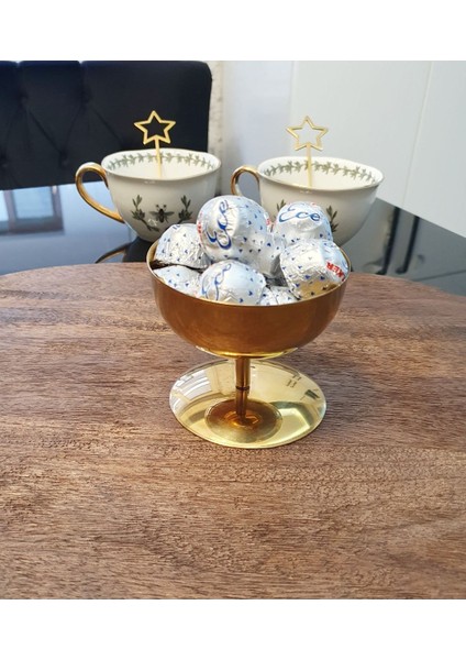 Altın Renkli Dondurma, Muhallebi ve Lokumluk Kaplar Seti modelleri