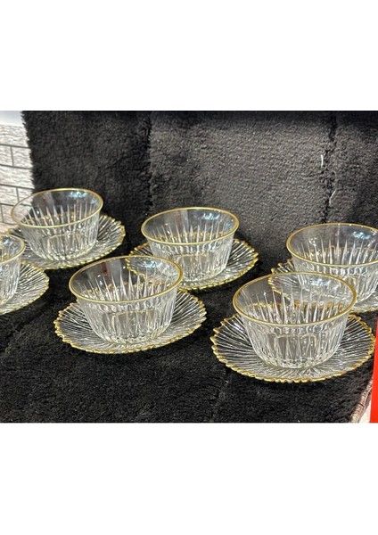 12 Parça Ekru Cam Çerezlik Takımı, Şık ve Hafif Tasarım