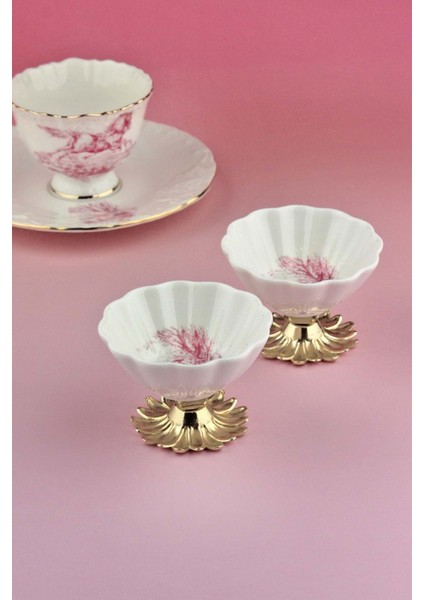 Gül Kurusu Ingiliz 2'li Metal Ayaklı Porselen Lokumluk Seti fiyatları