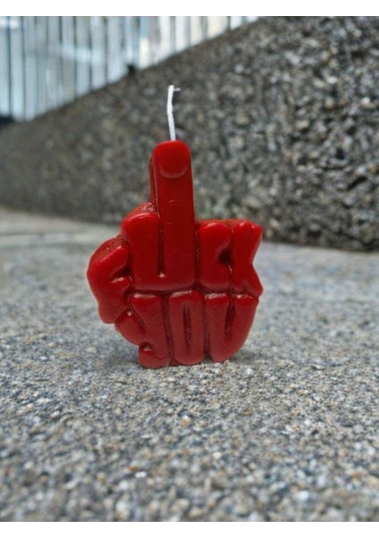 Kırmızı Renkli, Portakal Kokulu, Esprili Orta Parmak Dekoratif Mum fiyatları