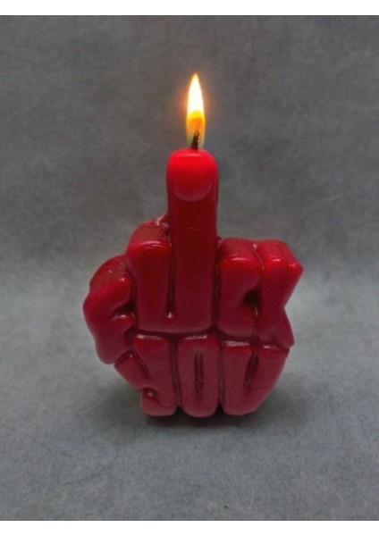 Kırmızı Renkli, Portakal Kokulu, Esprili Orta Parmak Dekoratif Mum modelleri