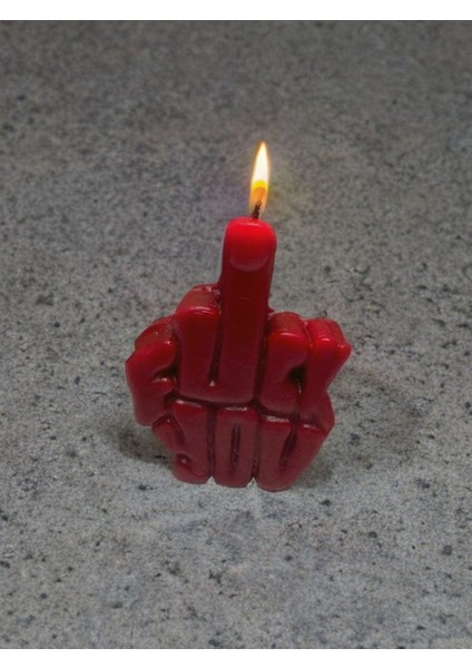 Kırmızı Renkli, Portakal Kokulu, Esprili Orta Parmak Dekoratif Mum indirimleri