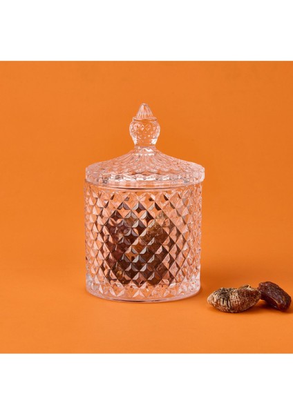 Turuncu Cam Kristal Şekerlik, Baklava Desenli, 8 Cm, Şeffaf, Şık ve Zarif Tasarım fiyatları