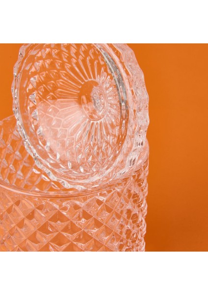 Turuncu Cam Kristal Şekerlik, Baklava Desenli, 8 Cm, Şeffaf, Şık ve Zarif Tasarım fırsatları