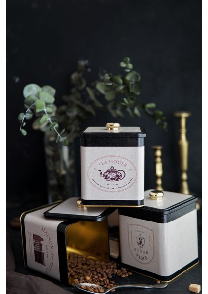 3'lü Kare Metal Saklama Kabı Seti, Topuz Kulplu, 120X120 Cm, Mavi