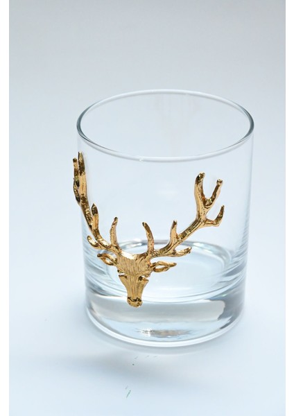 Gold Geyik Figürlü Tekli Viski Bardağı, Şık ve Özel Tasarım.