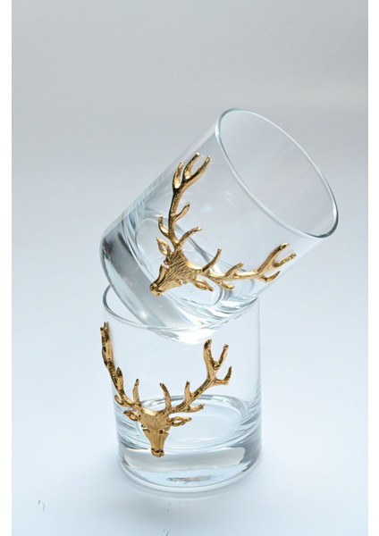 Gold Geyik Figürlü Tekli Viski Bardağı, Şık ve Özel Tasarım. modelleri