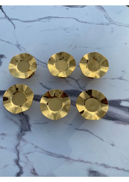 6'lı Dalga Desenli Altın Kahve Yanı Lokumluk ve Makaronluk Seti modelleri