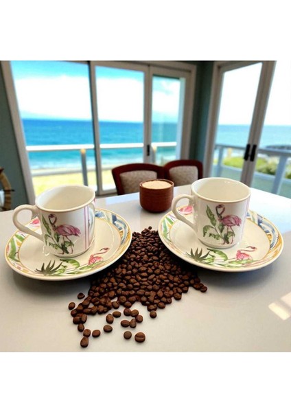 Iki Kişilik Beyaz Porselen Fincan Takımı, Şık ve Zarif Tasarım