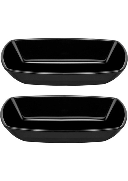 Şık Siyah Cam Çerezlik ve Servis Tabağı Seti 18CM, 2'li