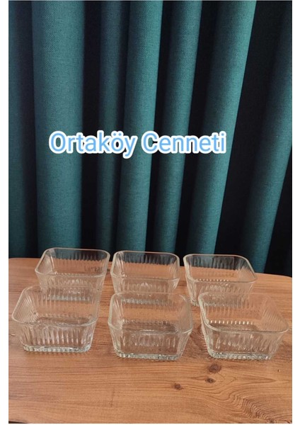 6'lı Kare Cam Kase Seti, Şık Tasarım, 200 Cc, 9,5 cm Ağız, 4,5 cm Yükseklik, Taban 8 cm