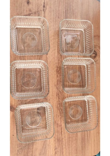 6'lı Kare Cam Kase Seti, Şık Tasarım, 200 Cc, 9,5 cm Ağız, 4,5 cm Yükseklik, Taban 8 cm fiyatları