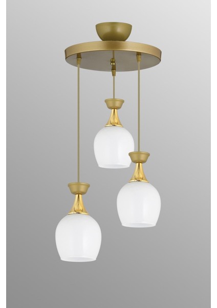 Modern 3'lü Eskitme Fanus Sarkıt Tepsi Avize Beyaz Camli fırsatları