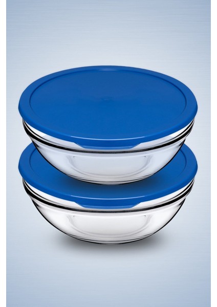 Iki Parça Mavi Kapaklı Büyük Saklama ve Kase Takımı, 1700CC, Turuncu Renk