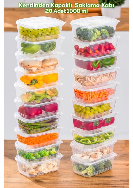 Turuncu, 20 Adet 1l Sızdırmaz, Kendinden Kapaklı, Derin Dondurucu Uyumlu Saklama Kabı modelleri