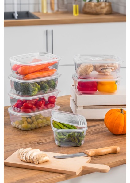 Turuncu, 20 Adet 1l Sızdırmaz, Kendinden Kapaklı, Derin Dondurucu Uyumlu Saklama Kabı