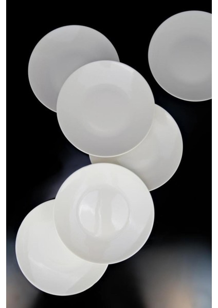 Şık 6'lı Porselen Servis Tabağı, 25 Cm, Bej, Modern ve Minimal Tasarım fiyatları