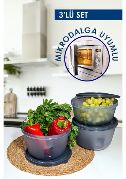 3'lü 5 Litre Yoğurt Mayalama Kabı Seti, Gri, Yoğurt Mayası Dahil Değildir indirimleri