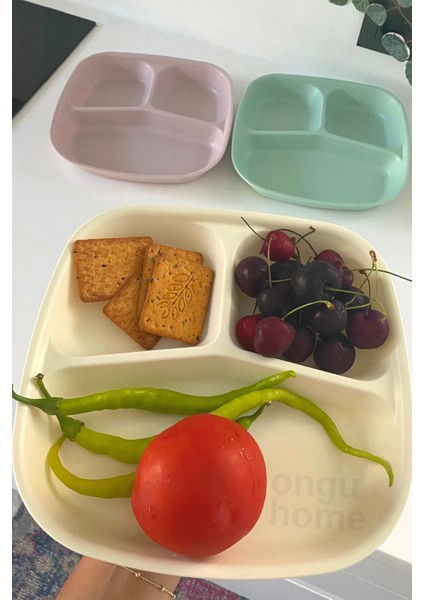 6'lı Renkli Üç Bölmeli Kahvaltı ve Mama Tabağı Seti fiyatları