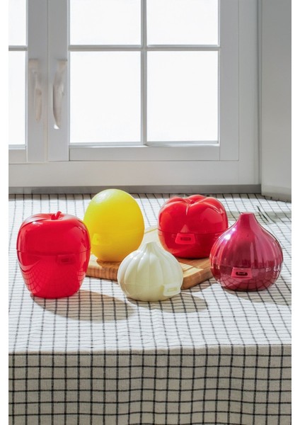 5'li Kilit Kapaklı Sebze Saklama Kabı Seti, Kırmızı fiyatları