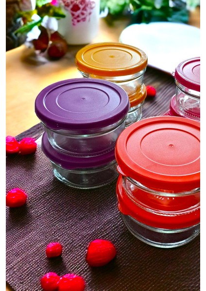 Renkli Cam Saklama Kabı 8'li, 400 Cc, Kahvaltılık ve Reçellik Seti fırsatları