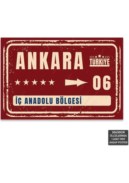 Ahşap Retro Şehir Tabelası 20X30CM, Dekoratif Poster