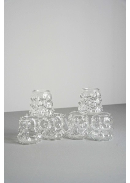 6'lı Üzüm Desenli Şeffaf Cam Bardaklar, Kahve Yanı Şık ve Zarif Tasarım modelleri