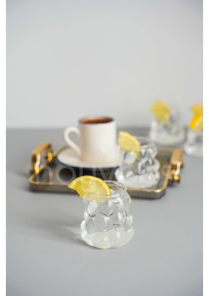 6'lı Üzüm Desenli Şeffaf Cam Bardaklar, Kahve Yanı Şık ve Zarif Tasarım fırsatları