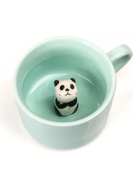 Sevimli Panda Figürlü Porselen Kupa, 230 Ml, Mint Renk, Kahve ve Çay Için. modelleri