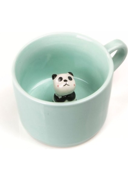 Sevimli Panda Figürlü Porselen Kupa, 230 Ml, Mint Renk, Kahve ve Çay Için. fırsatları