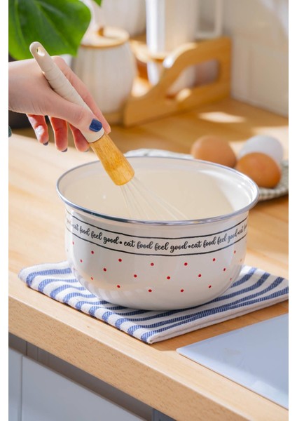 Bej Emaye Karıştırma Kabı, 18 Cm, Şık ve Dayanıklı Mutfak Gereci