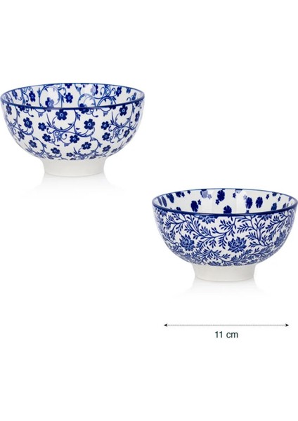 Renkli Baskılı Seramik Kase Çift Seti 11 Cm, Şık ve Kullanışlı Mutfak Aksesuarı