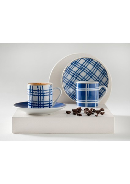 Lacivert Porselen Kahve Fincanı Takımı 4 Parça 2 Kişilik 80 ml